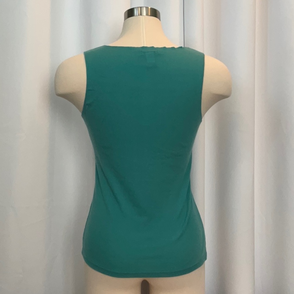 VS Moda International Teal Twist Front Tank Top Women Size L - Picture 2 of 9